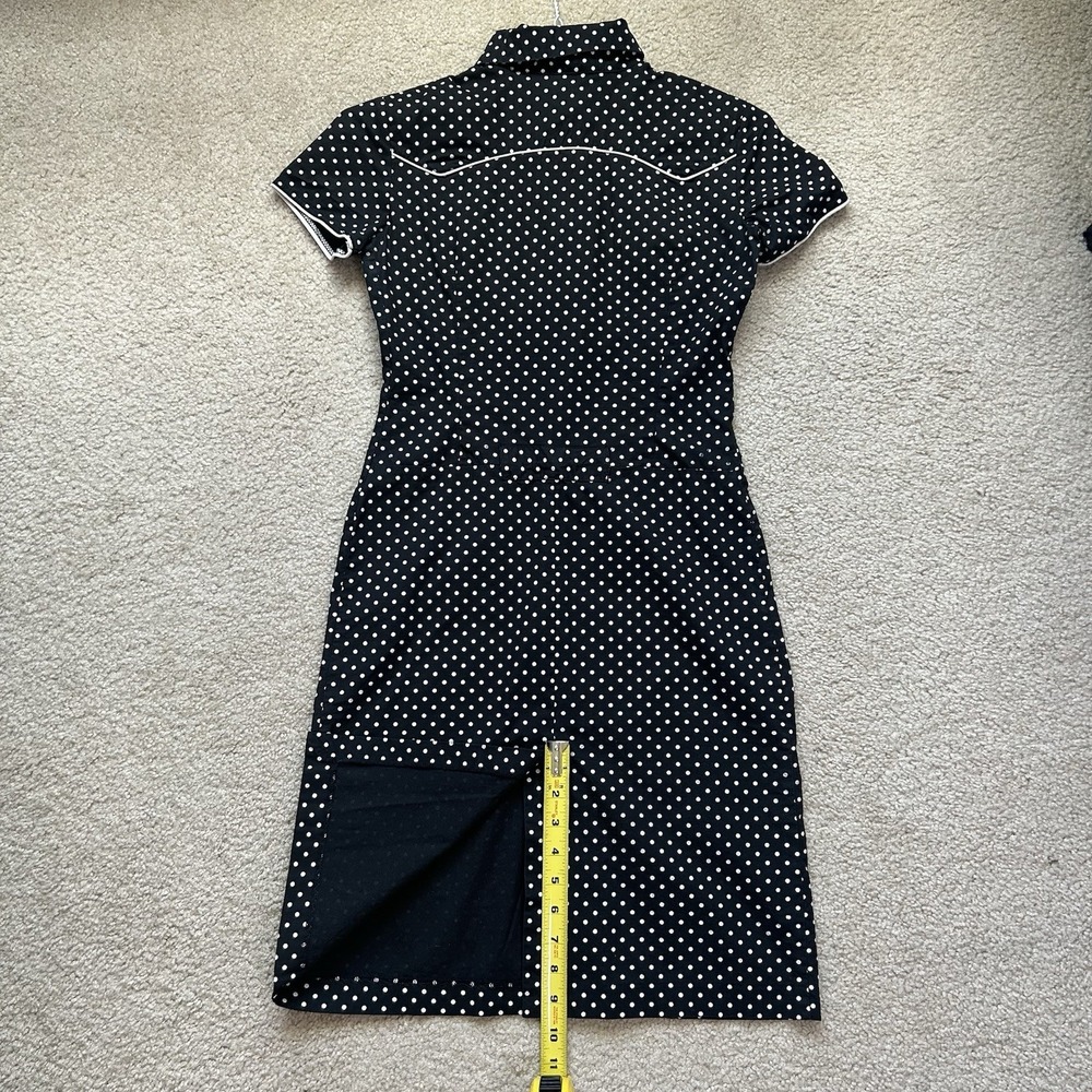 Naf Naf XS Vintage Rockabilly Western Shirt Dress Blk/ Wht Polka Dot Retro - Picture 9 of 9